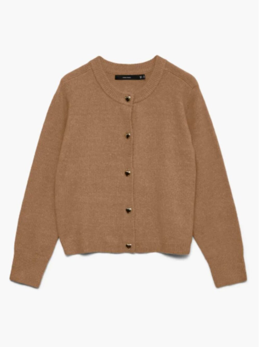 Wool-Blend Brown Button Cardigan Sweater